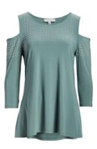 Women's Chaus Riveted Cold Shoulder Top - Grey