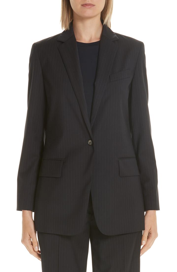 Women's Max Mara Laser Single Button Wool Jacket - Blue