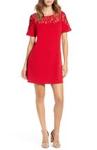 Women's Speechless Lace Neck Shift Dress - Red
