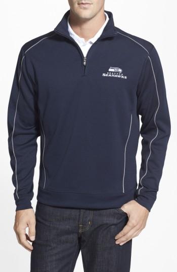 Men's Cutter & Buck Seattle Seahawks - Edge Drytec Moisture Wicking Half Zip Pullover