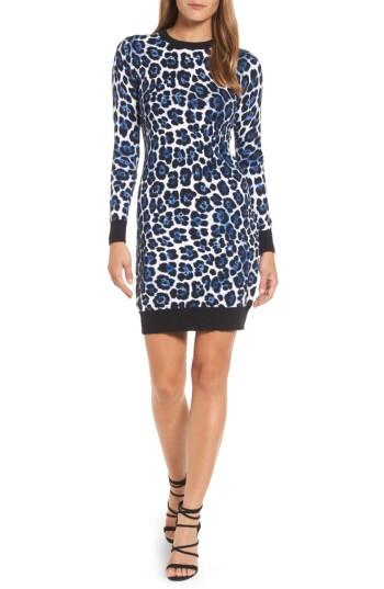 Women's Michael Michael Kors Cheetah Print Sweater Dress - Blue