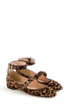 Women's J.crew Foster Ankle Strap Genuine Calf Hair Flat .5 M - Brown
