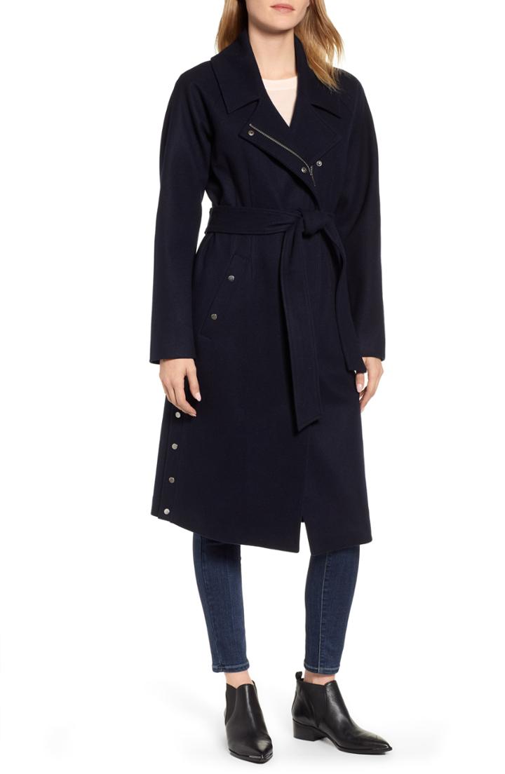 Women's Marc New York Wool Blend Trench Coat - Blue
