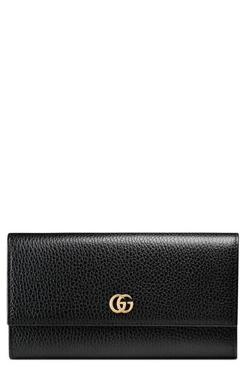 Women's Gucci Petite Marmont Leather Continental Wallet - Black
