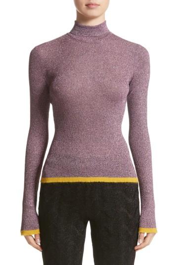 Women's Missoni Metallic Knit Turtleneck Us / 44 It - Purple