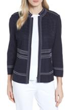 Women's Ming Wang Front Zip Jacquard Jacket - Blue