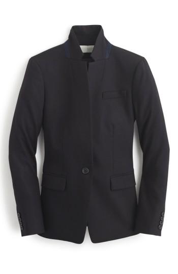 Women's J.crew Regent Stand Collar Blazer - Black