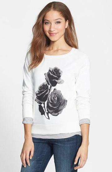 Women's Halogen Print Dolman Sleeve Sweater