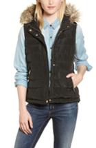 Women's Dorothy Perkins Faux Fur Trim Hooded Quilted Vest Us / 10 Uk - Black