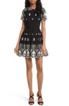 Women's Alice + Olivia Nigel Embroidered Lace Party Dress - Black