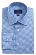 Men's David Donahue Trim Fit Pattern Dress Shirt .5 - 34/35 - Blue