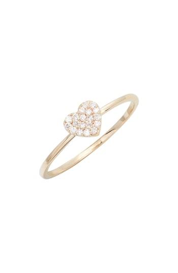 Women's Anzie Typewriter Pave Diamond Heart Gold Ring