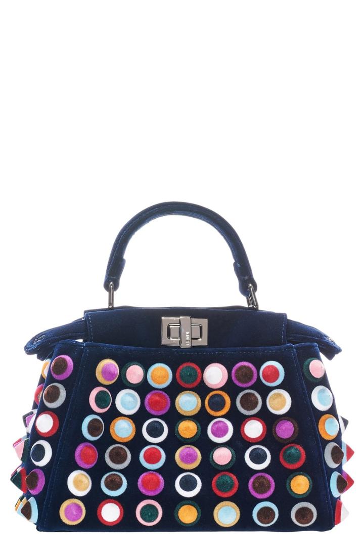 Fendi 'mini Peekaboo - Multistuds' Velvet Bag - Blue