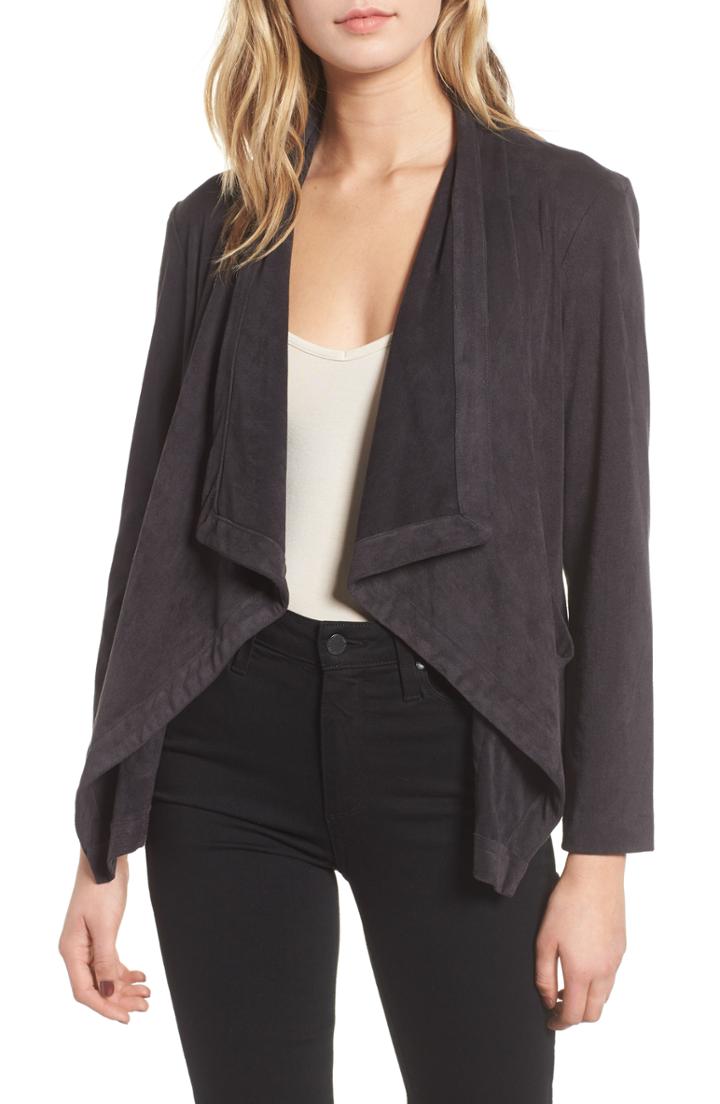 Women's Cupcakes And Cashmere Faux Suede Waterfall Jacket - Grey