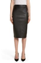Women's Theory Leather Skinny Pencil Skirt - Black