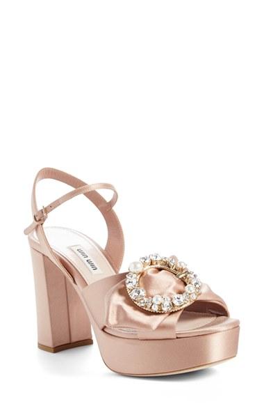 Women's Miu Miu Embellished Buckle Platform Sandal