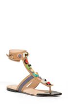 Women's Fendi 'rainbow' Studded Colorblock Gladiator Sandal .5us / 34eu - Beige