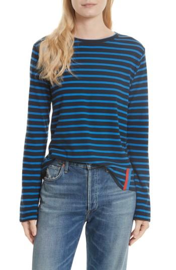 Women's Kule The Modern Long Stripe Cotton Tee - Blue