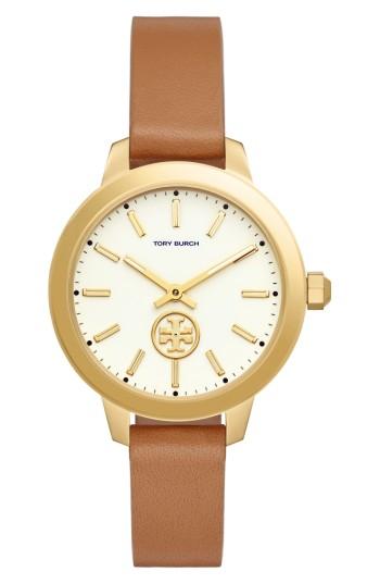 Women's Tory Burch Collins Leather Strap Watch, 38mm