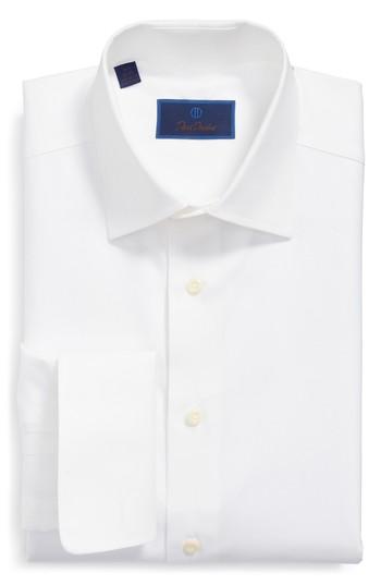 Men's David Donahue Regular Fit Texture French Cuff Dress Shirt - 32/33 - White