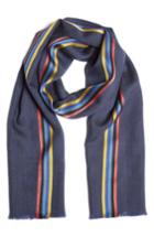 Men's Paul Smith Central Stripe Wool & Silk Scarf, Size - Blue
