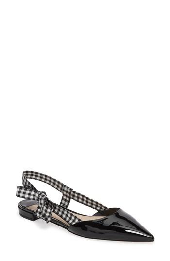 Women's Miu Miu Slingback Bow Pointy Toe Flat Us / 34eu - Black