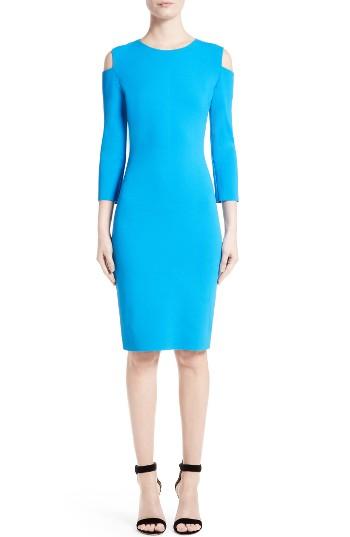 Women's St. John Collection Luxe Sculpture Knit Cold Shoulder Dress