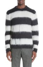 Men's Saint Laurent Stripe Mohair Blend Crewneck Sweater