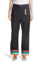 Women's Mira Mikati Ribbon Cuff Wide Leg Jeans Us / 36 Fr - Blue