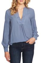 Women's Cece Triangle Jacquard Split Neck Top - Blue