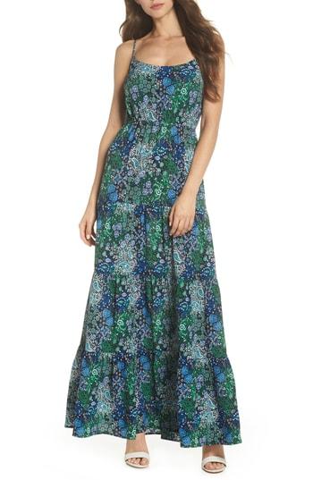Women's Michael Michael Kors Paisley Remix Tiered Maxi Dress - Blue