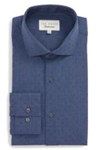 Men's Ted Baker London Endurance Tidies Trim Fit Print Dress Shirt 32/33 - Blue
