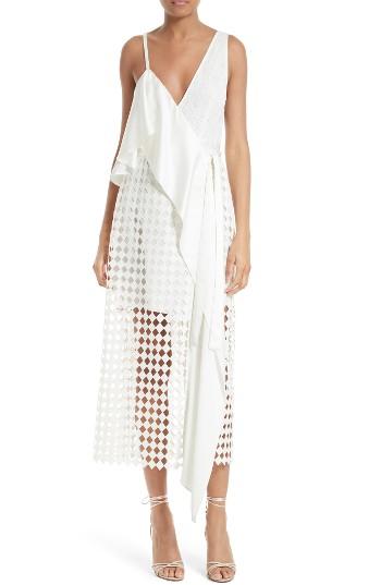 Women's Diane Von Furstenberg Asymmetrical Ruffle Mixed Media Wrap Dress