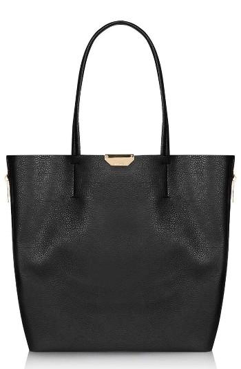 Topshop Side Zip Faux Leather Shopper - Black