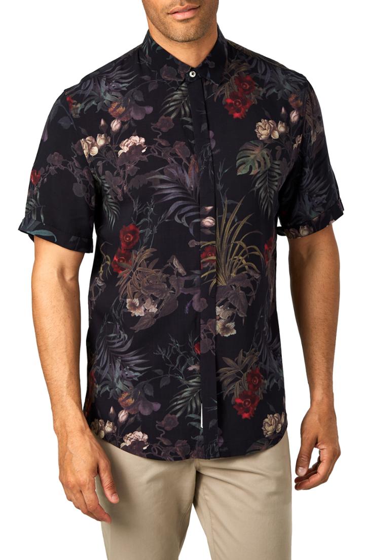 Men's 7 Diamonds Friction Trim Fit Sport Shirt, Size - Black