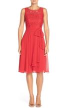 Women's Adrianna Papell Mixed Media Fit & Flare Dress