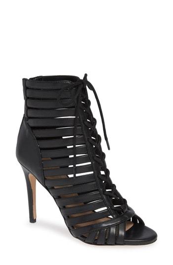 Women's Bcbg Julie Lace-up Open Toe Bootie .5 M - Black