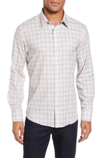 Men's Zachary Prell Lowles Slim Fit Plaid Sport Shirt - Beige