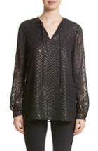 Women's Lafayette 148 New York Eli Metallic Jacquard Blouse, Size - Black