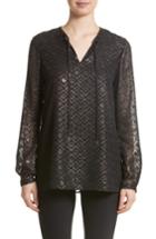 Women's Lafayette 148 New York Eli Metallic Jacquard Blouse, Size - Black