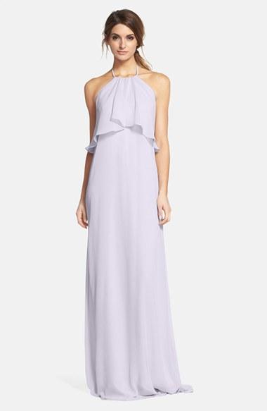Women's Nouvelle Amsale 'cait' Chiffon Halter Gown, Size - Blue