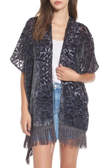 Women's Sun & Shadow Burnout Velvet Fringe Kimono