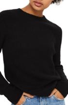 Women's Topshop Ribbed Crewneck Sweater Us (fits Like 0-2) - Black