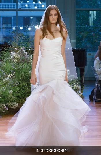 Women's Monique Lhuillier Hailee Strapless Silk Gazar Fit & Flare Gown