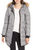 Women's Guess Hooded Jacket With Faux Fur Trim - Grey