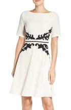 Women's Adrianna Papell Applique Waist Crepe Fit & Flare Dress