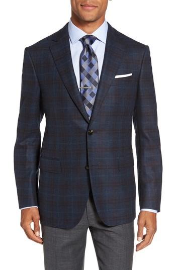 Men's Pal Zileri Classic Fit Plaid Wool Sport Coat Us / 52 Eur - Blue
