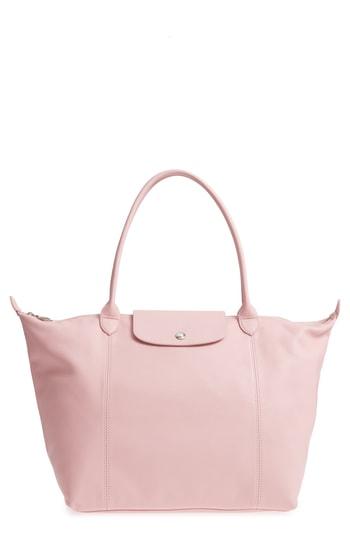 Longchamp Le Pliage Cuir Leather Tote - Pink
