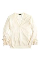 Women's J.crew Drawstring Sleeve V-neck Merino Wool Sweater - Ivory