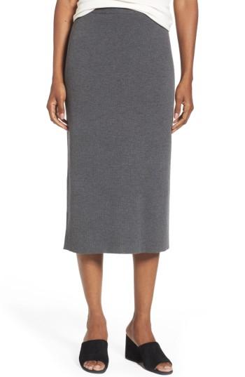 Women's Eileen Fisher Wool Knit Pencil Skirt - Brown